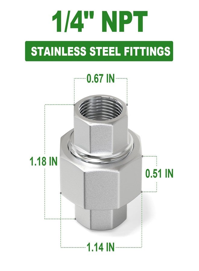 TAISHER 2PCS 304 Stainless Steel Union，1/4" NPT Female Cast Pipe Fitting - Image 2